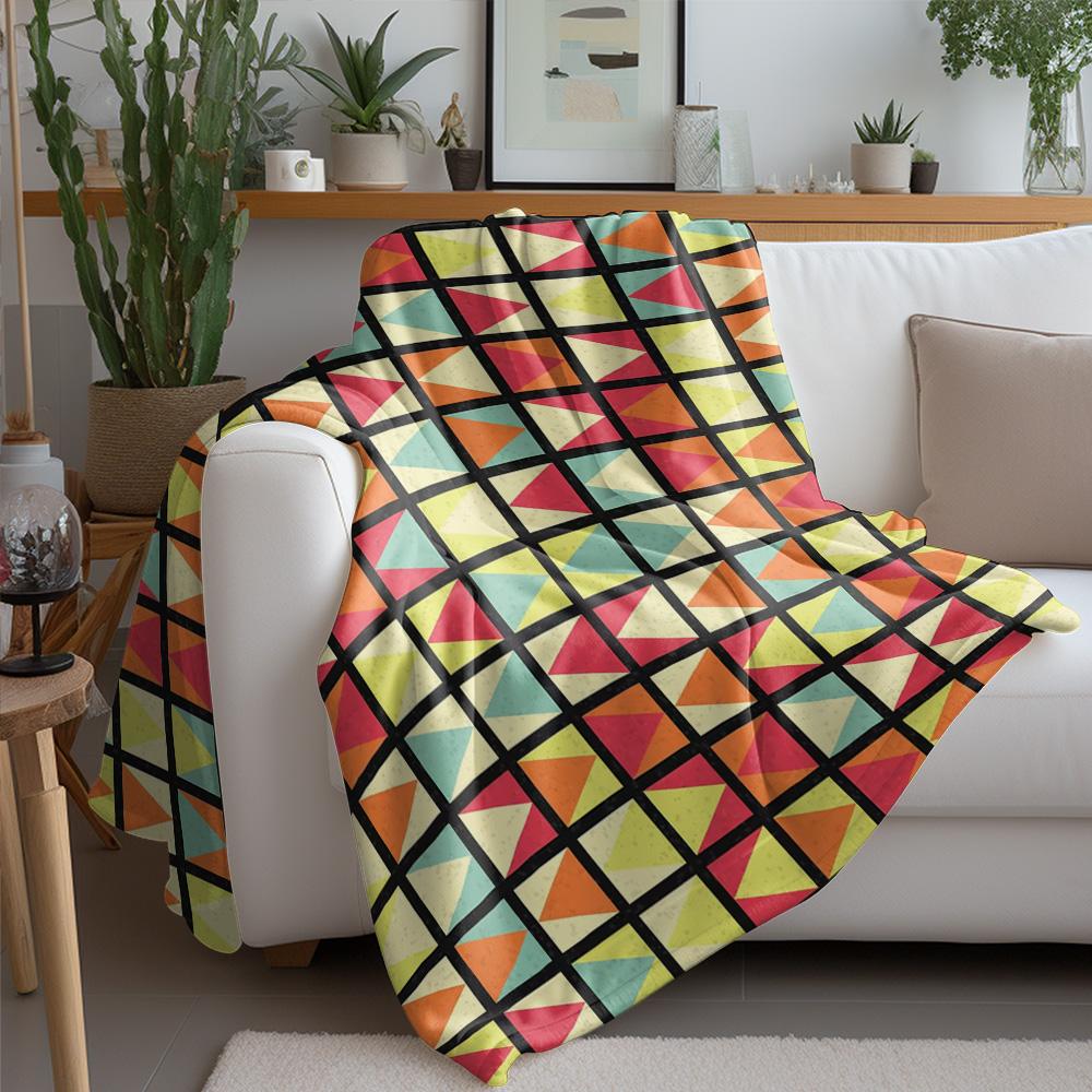 Geometric Pattern Blanket Sofa Bed Throw Soft Fleece Bedspread Decorative Throw Blanket for Living Room Bedroom