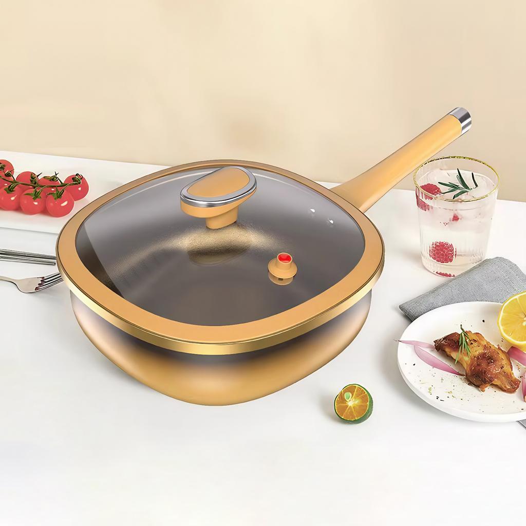 Titanium Alloy Frying Pan Non-Stick Cooking Pans with Lid Skillet Kitchen Supplies for Electric Induction Stove