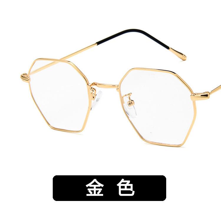New metal polygonal glasses frame retro literary irregular flat mirror can be matched with myopia