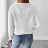 Women's Short Top Sweater for Autumn and Winter with A Large Lapel and Bow Tie Patchwork Pullover Sweater