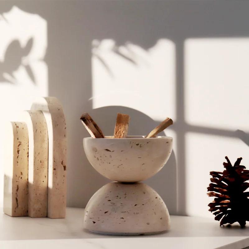 Modern Stone Incense Burners Table Centerpiece Elegant Incense Burners Party Incensory Spherical Valentines Day Gift Nordic Incensory Decoration