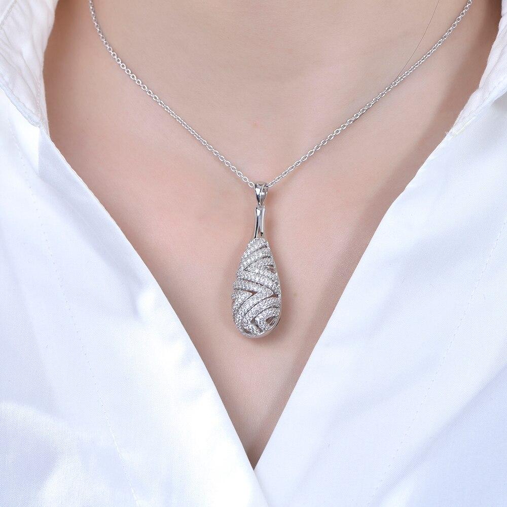 Tkj S925 Sterling Silver New Fashion Zircon Water Droplets Small Fresh Simple Ladies Necklace Temperament Clavicle Chain Female