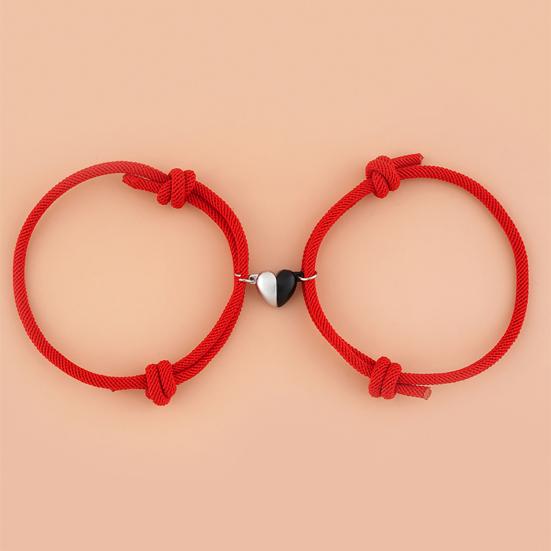 2Pcs Anti-rust Multi-color Fashion Nice-looking Exquisite Magnetic Heart Couple Hand Chain Lover Bracelet