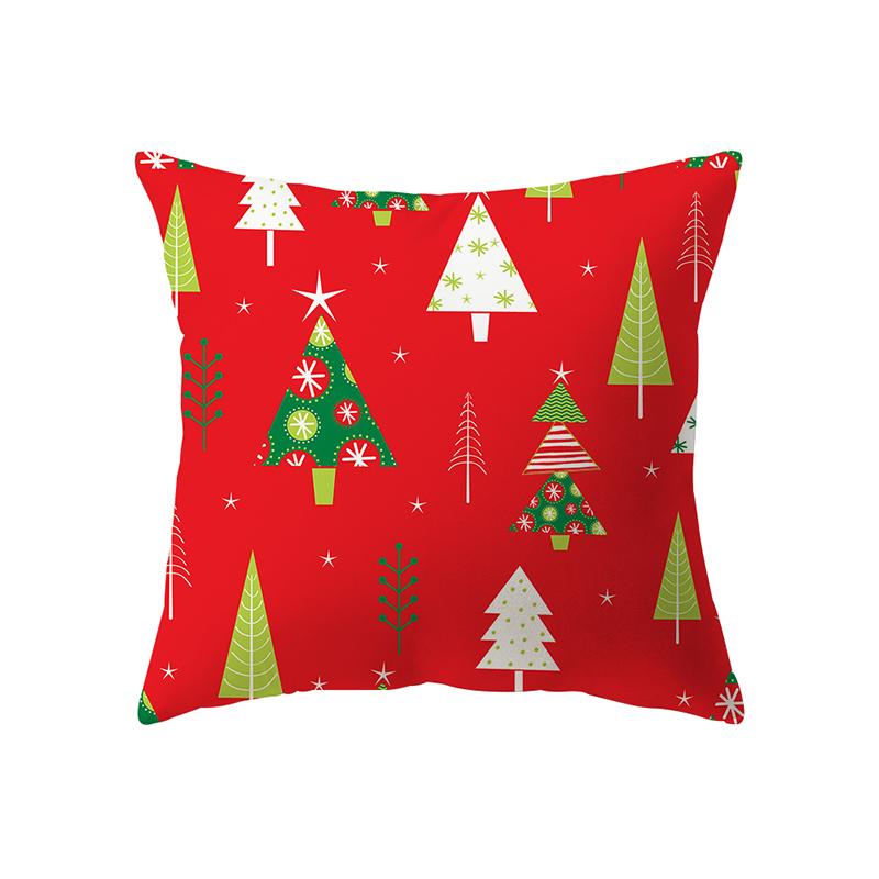 Cute Santa Claus Merry Christmas Printed Pattern Polyester Cushion Cover Home Living Room Sofa Decoration Pillow Pillow Cover