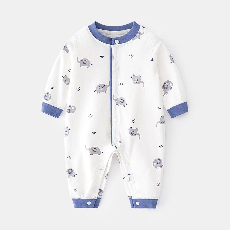 

Хлопковый ромпер с длинным рукавом для новорожденного - Унисекс осенне-весенний боди с принтом 66 cm