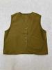 Johnature Spring Loose Vests Women Casual Workwear Sleeveless Top V-neck Cardigan Layered Cotton Coats