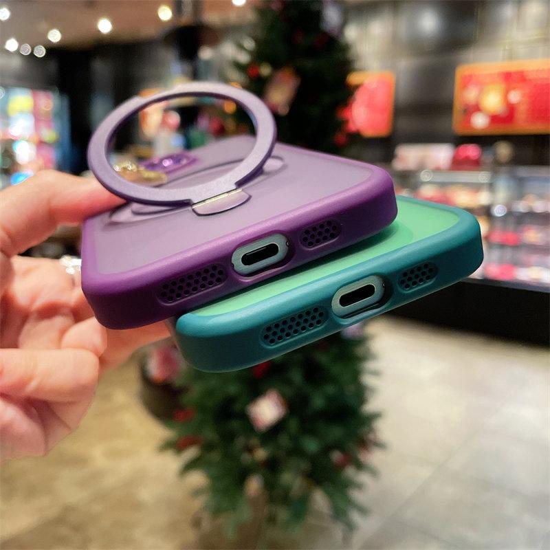 Luksus Matt Holder Telefonveske For iPhone 15 Pro Max 14 13 12 11 For Magsafe Støtsikker metall Usynlig magnetisk brakett Bakdeksel med linsefilm