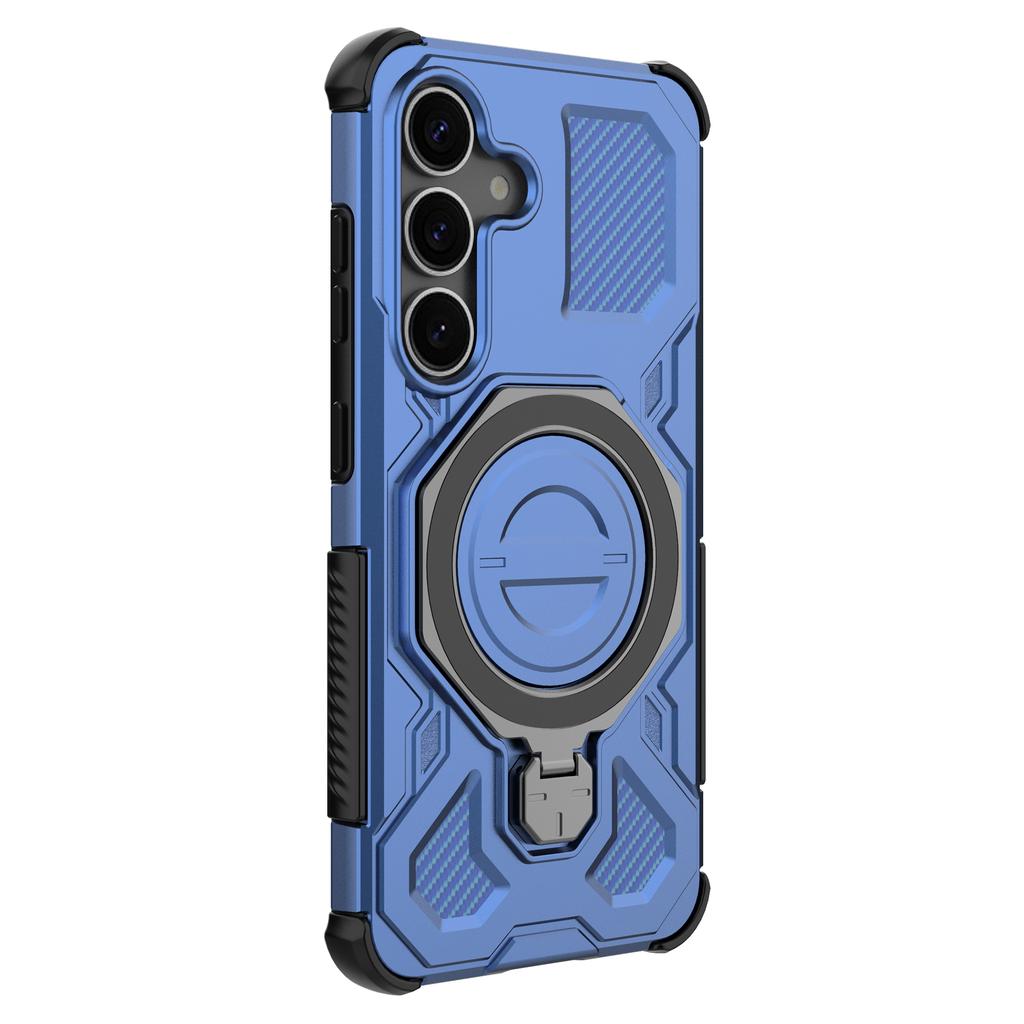 Für Samsung Galaxy S25+ Magnetische Hülle Drehbarer Metall-Aufsteller PC+TPU Handy-Rückseite