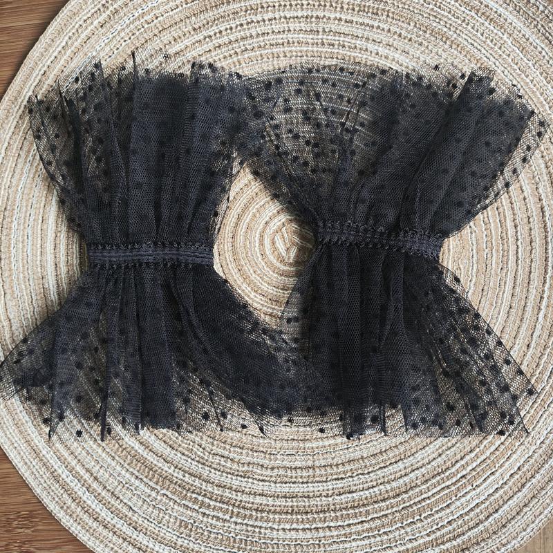 Schwarzer Punkt Tüll Abnehmbare Fake Ärmel Elastisches Netz Spitze Dekorative Rüschen Manschetten Für Braut Hochzeitskleid