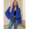 Winter Women's Faux Fur Warm Oversized Cropped Blue Jacket Coat