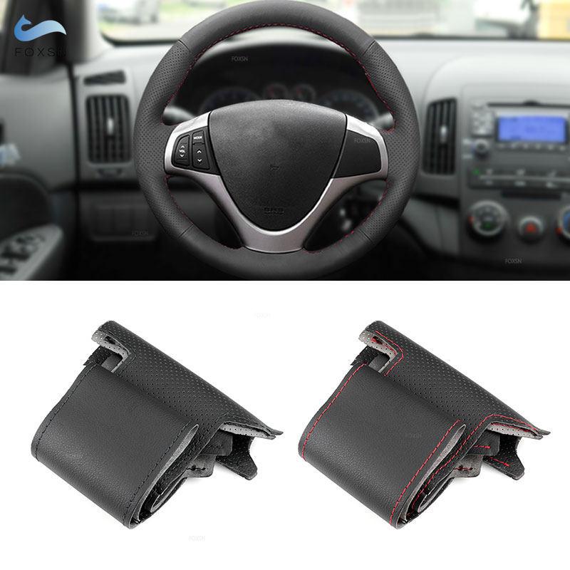 For Hyundai I30 2009 2010 2011 Elantra Touring 2010 2011 2012 Hand Braids On Car Steering Wheel Perforated Leather Cover Trim