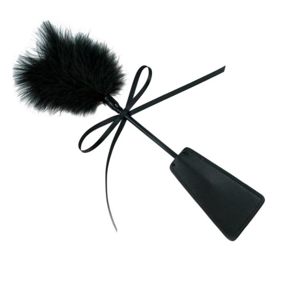 Feather Teaser Faux Leather Paddle 2-in-1 BDSM Sensation Tool for Couples' Roleplay Soft Turkey Feathers Firm Dual Sided Slapper