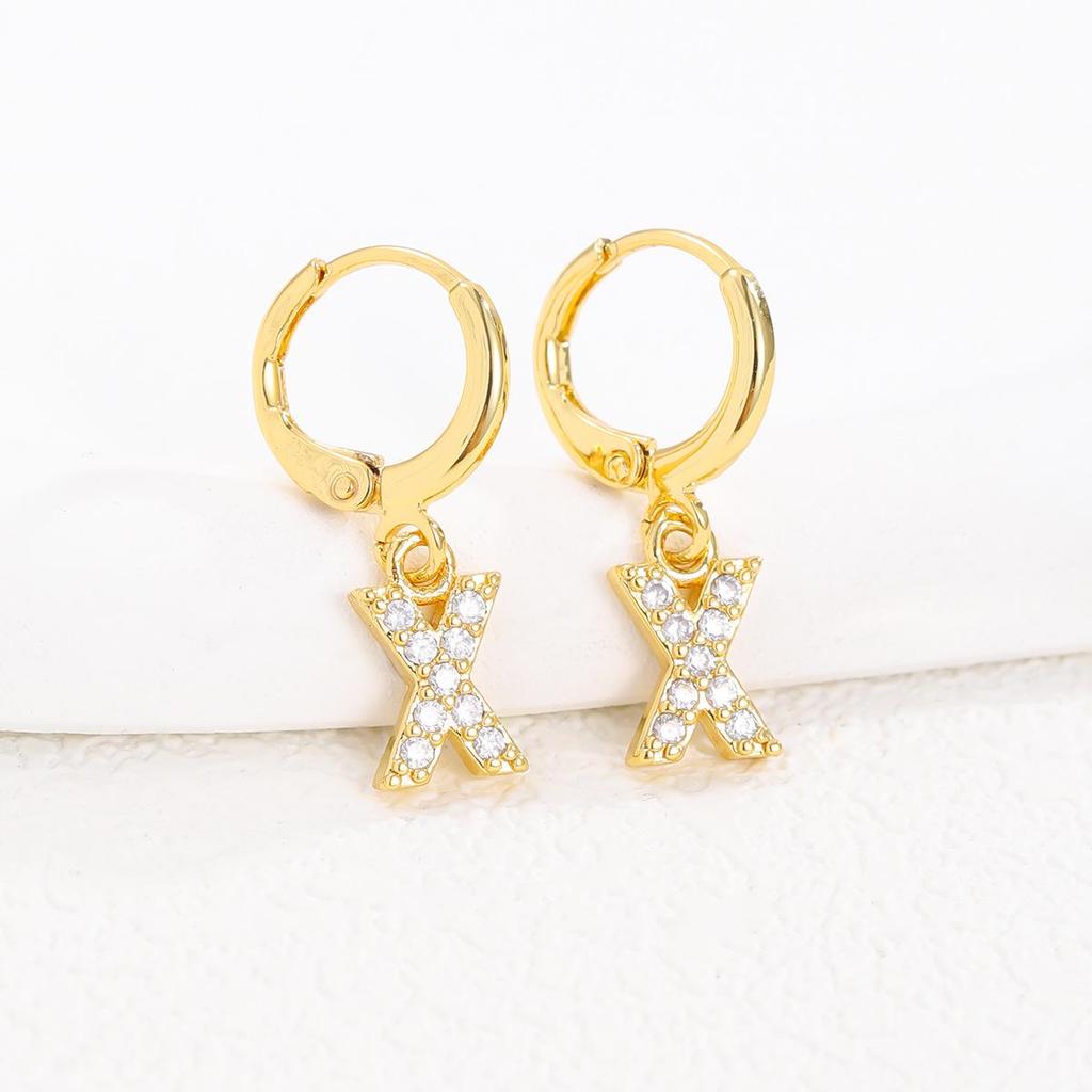 European and American Fashion Gold-Plated Zircon Letter Earrings for Women