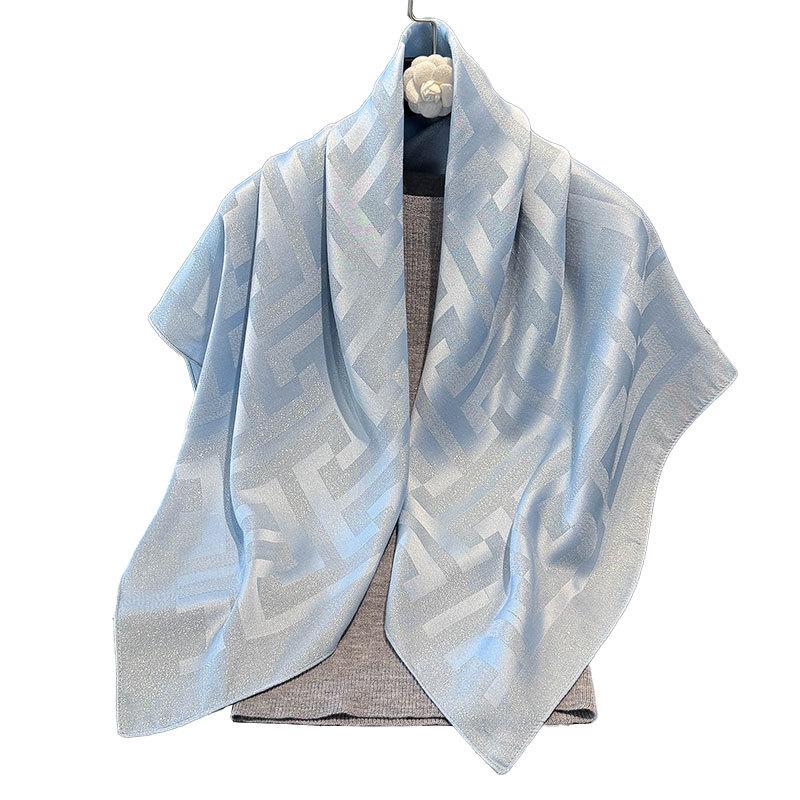 Jarní Dopis Simulační Hedvábí Hedvábný Šátek Satén 90Cm Velký Čtvercový Šátek Dekorativní Šátek Multifunkční Opalovací Šátek