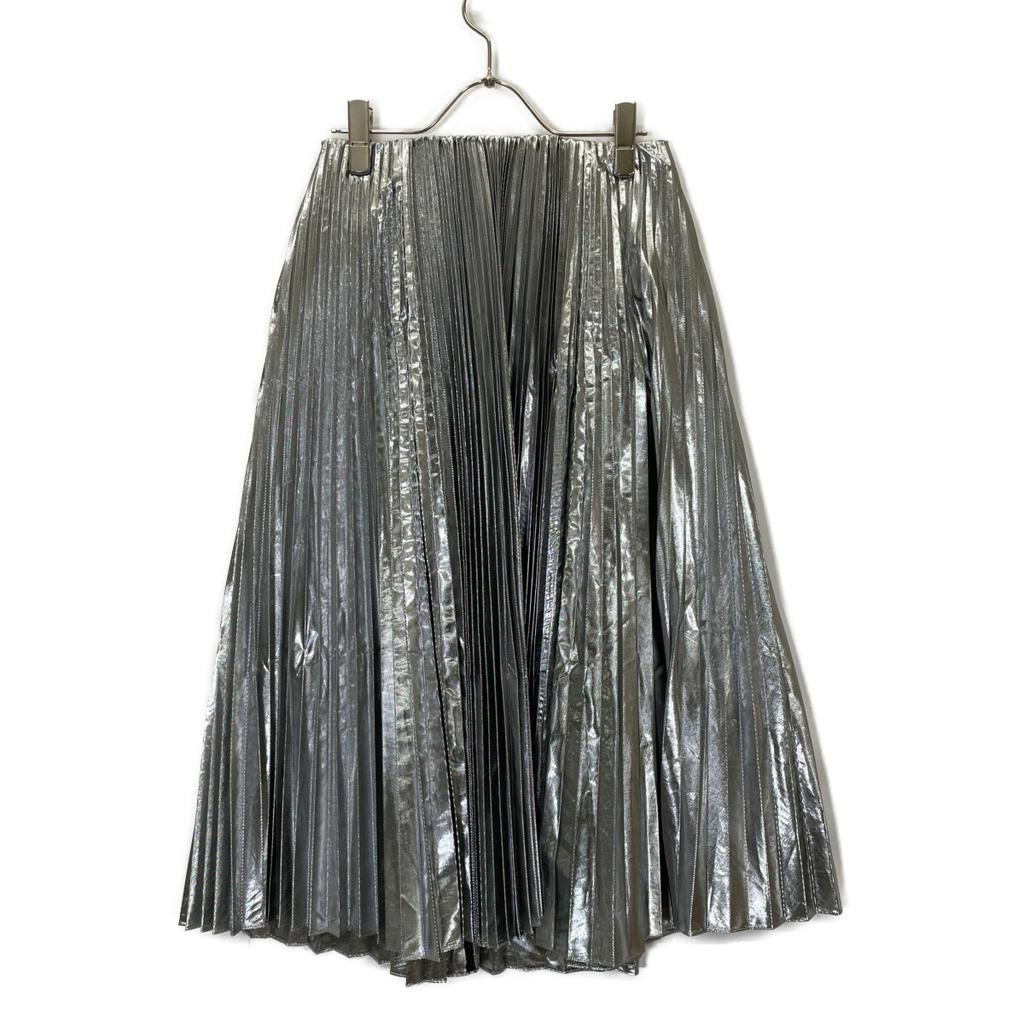 BALENCIAGA 601169 19 Silver Pleated Long Skirt skirt 34 SilverUsed