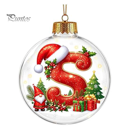 Winter Holiday Party Supplies 26?Letter Acrylic Christmas Ball Ornament, 3D Crystal Style Alphabet Decorative Ornaments for Fireplace Hanging