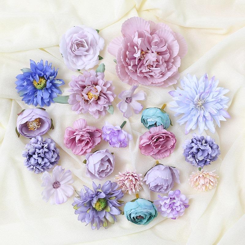 Artificial Flowers Rose Fake Flowers Head for Home Decor Wedding Bouquet Decoration Party Supplies Craft Gifts Garland Accessory
