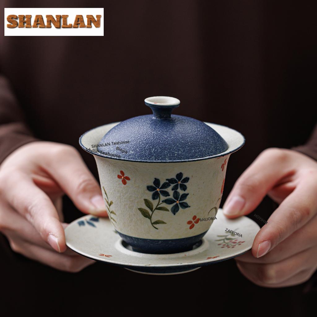 130ml Crude Pottery Shivering Gaiwan Creative Tea Tureen Tea Bowl With Lid Kit Tea Maker Cover Bowl Tea Ceremony Supplies Craft