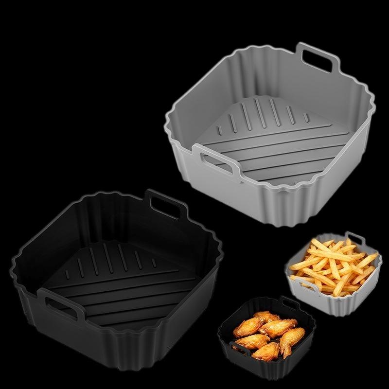 Silicone Air Fryer Liners Pot Square Airfryer Basket Plate Reusable Non-stick Pizza Pan Oven Kitchen Accessories Cooking Gadgets