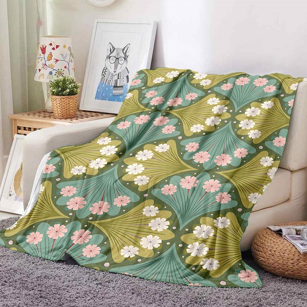 1pc Floral Pattern Lightweight Flannel Blanket, Comfortable and Warm Blanket, for Office and Camping Sofa Bed, Livingroom182
