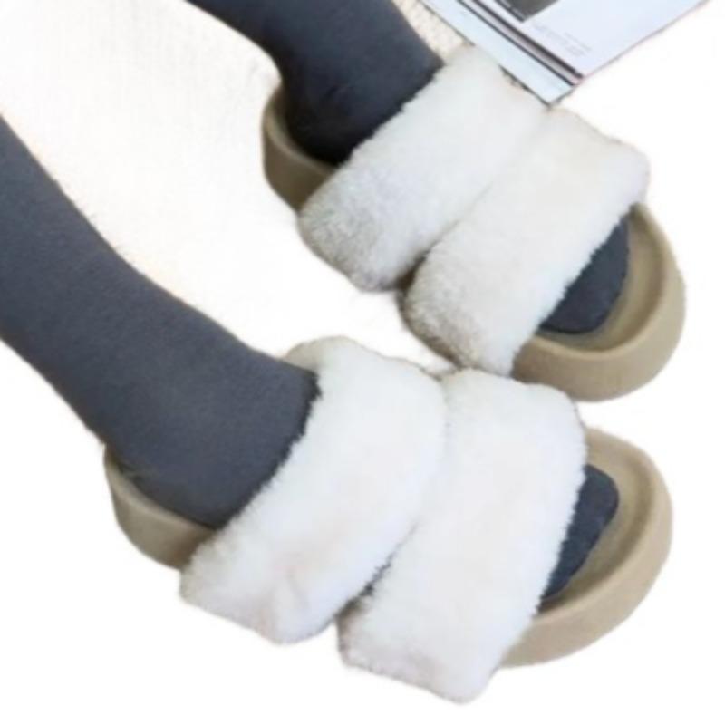 Fashion Fluffy Women Flats Slippers Fashion Platform Casual Shoes 2025 Autumn New Trends Slingback Flip Flops Cozy Zapatillas De Mujer