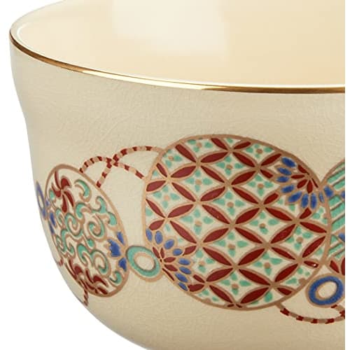 Miyachi Eikou Matcha Bowl, White, Size: Diameter 12.4cm x Height 7.8cm, Ninsei Kujudama, Paper Boxed
