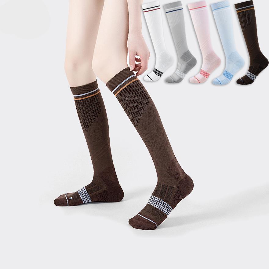 Premium Luxury Knee High Compression Socks Breathable Mesh Women Yoga Running Sports Socks Anti-bacterial