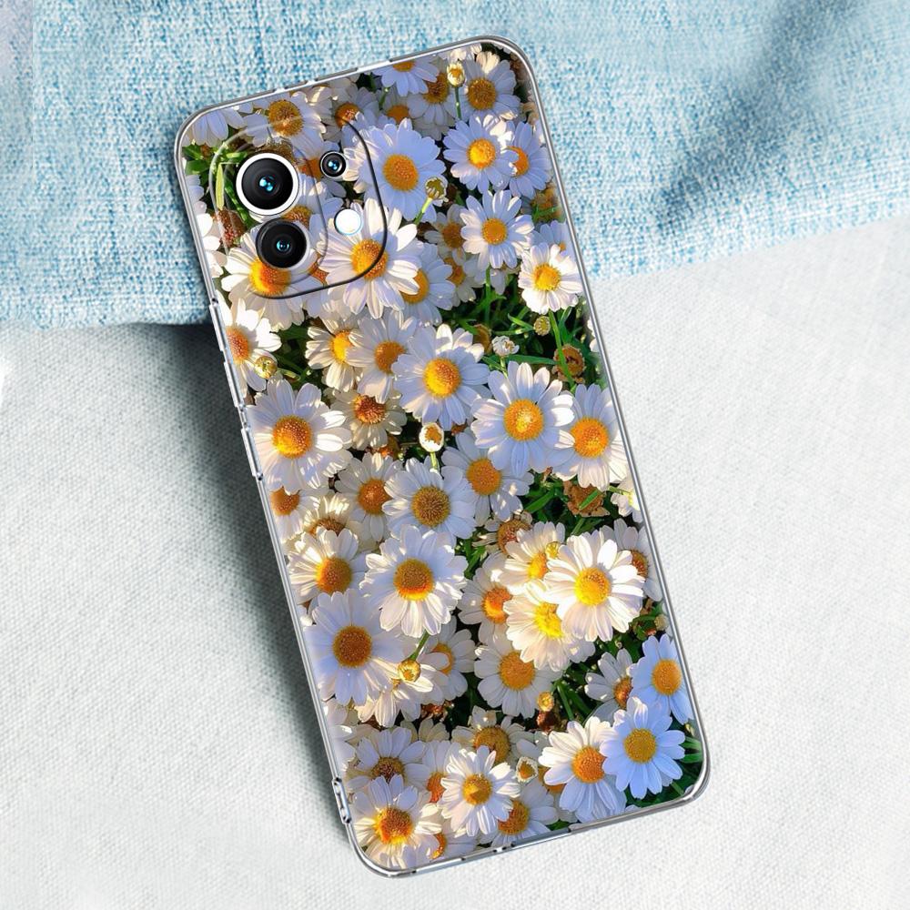 Phone Case For Xiaomi Mi 15 14 13 12 11 Lite 15T 13T 12T Pro Poco X7 X6 X5 Pro 5G X3 NFC F7 F6 F5 Cover Soft Pale Little Flower
