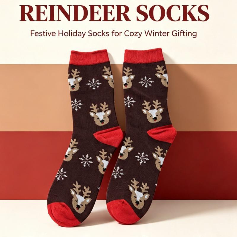 New Christmas Socks with Middle Tube Printing for Holiday Gifts