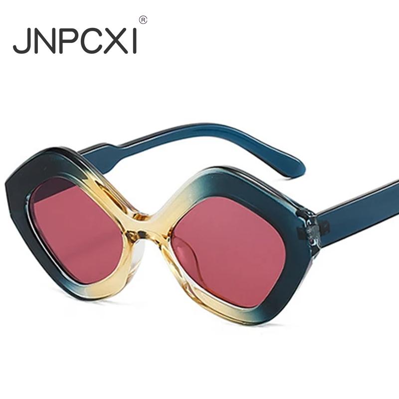  New Retro Irregular Polygon Cat Eye Sunglasses Women Green Red Shades UV400 Fashion Trending Men Sun Glasses