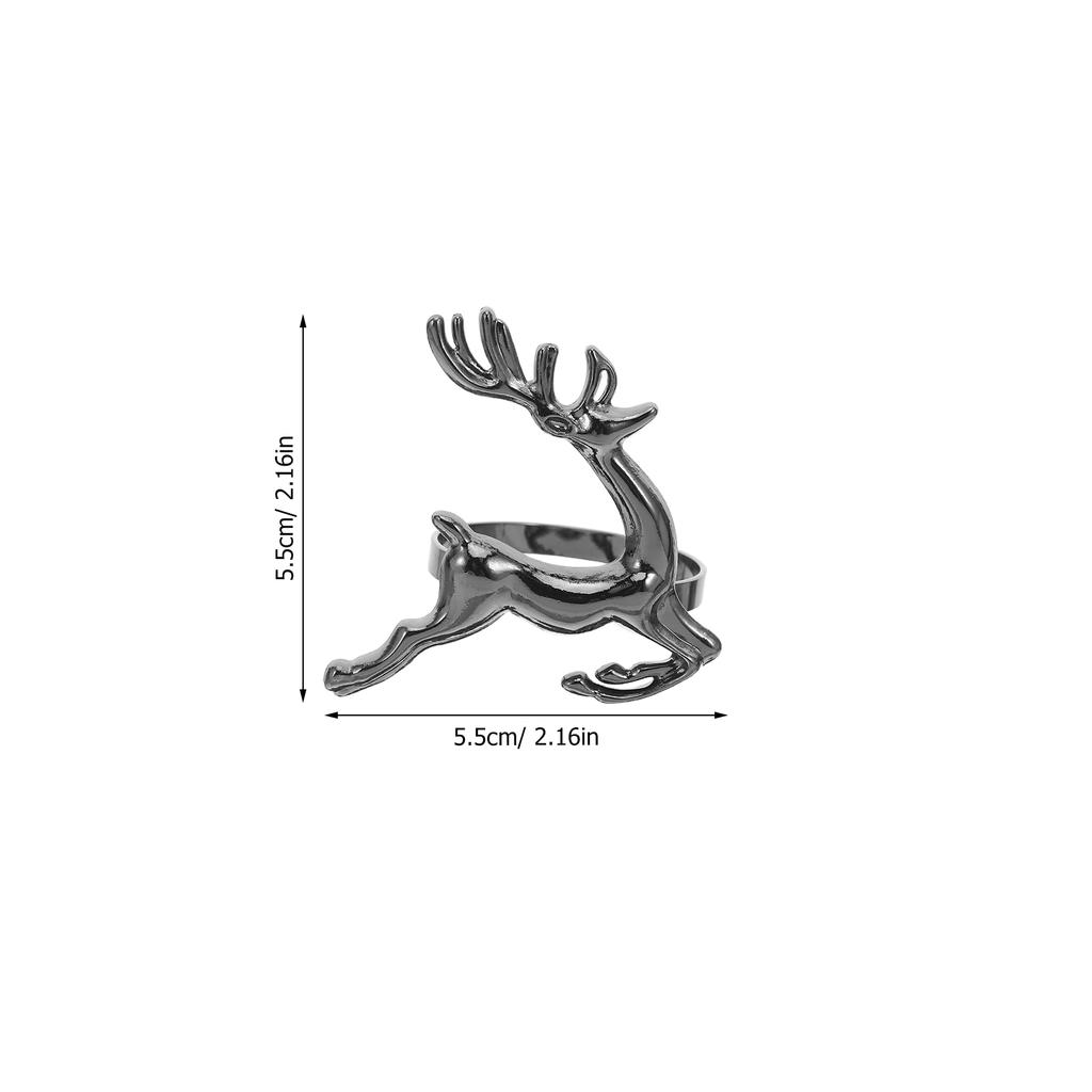6Pcs Christmas Napkin Buckles Reindeer Design Festive Napkin Holders for Dinner Table Setting Seasonal Celebration Decor
