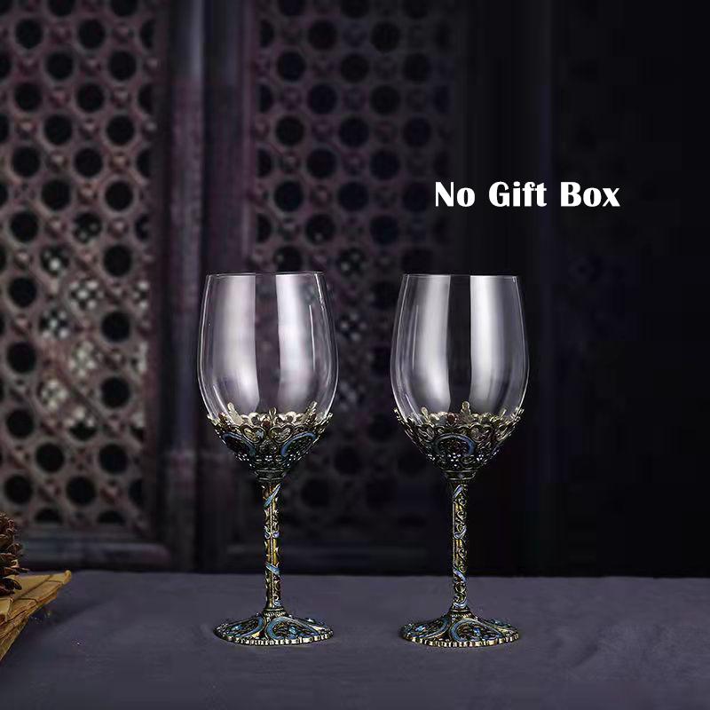 Vintage Enamel Color Red Wine Glass Crystal Glass Goblet DECANTER SET Wineglass Champagne Wine Glasses Whiskey Cup Cups Drinking