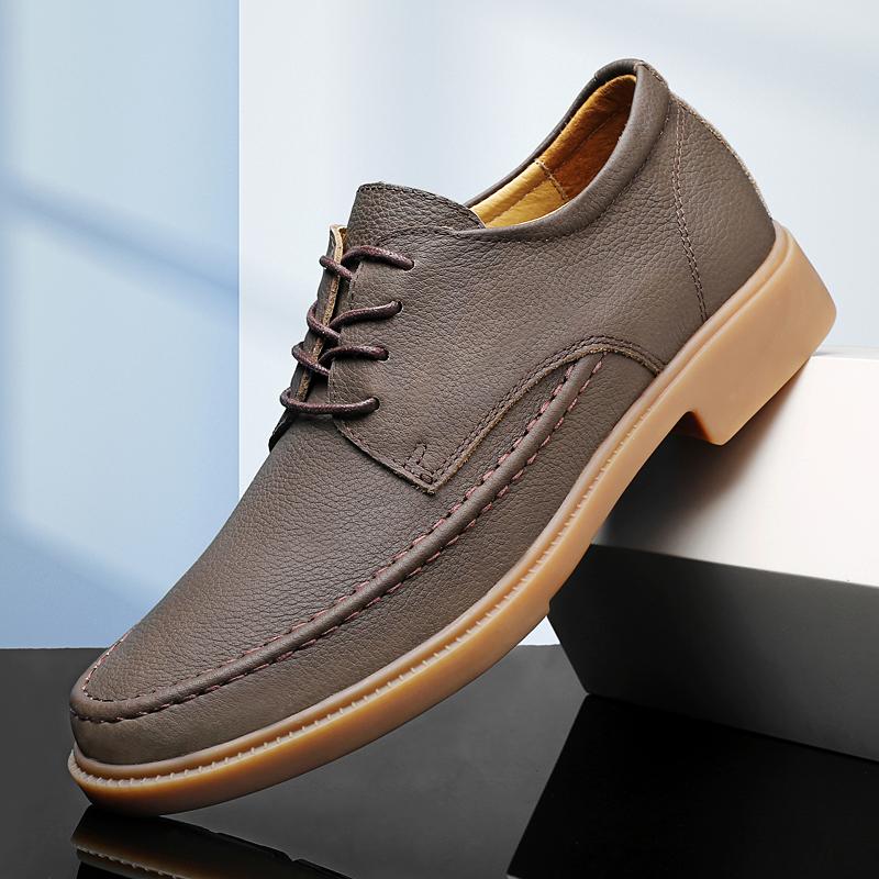 Fashion Fashionable Outdoor Men's Breathable and Non Slip Workwear Shoes High-quality Comfortable Lace Up Round Toe Casual Leather Shoes