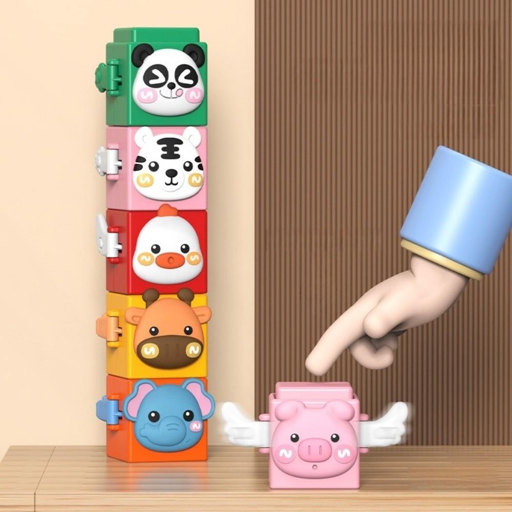 12pcs/set Stackable Stacking Cubes Interactive Learning Animal Blocks Educational Toys  Baby Use