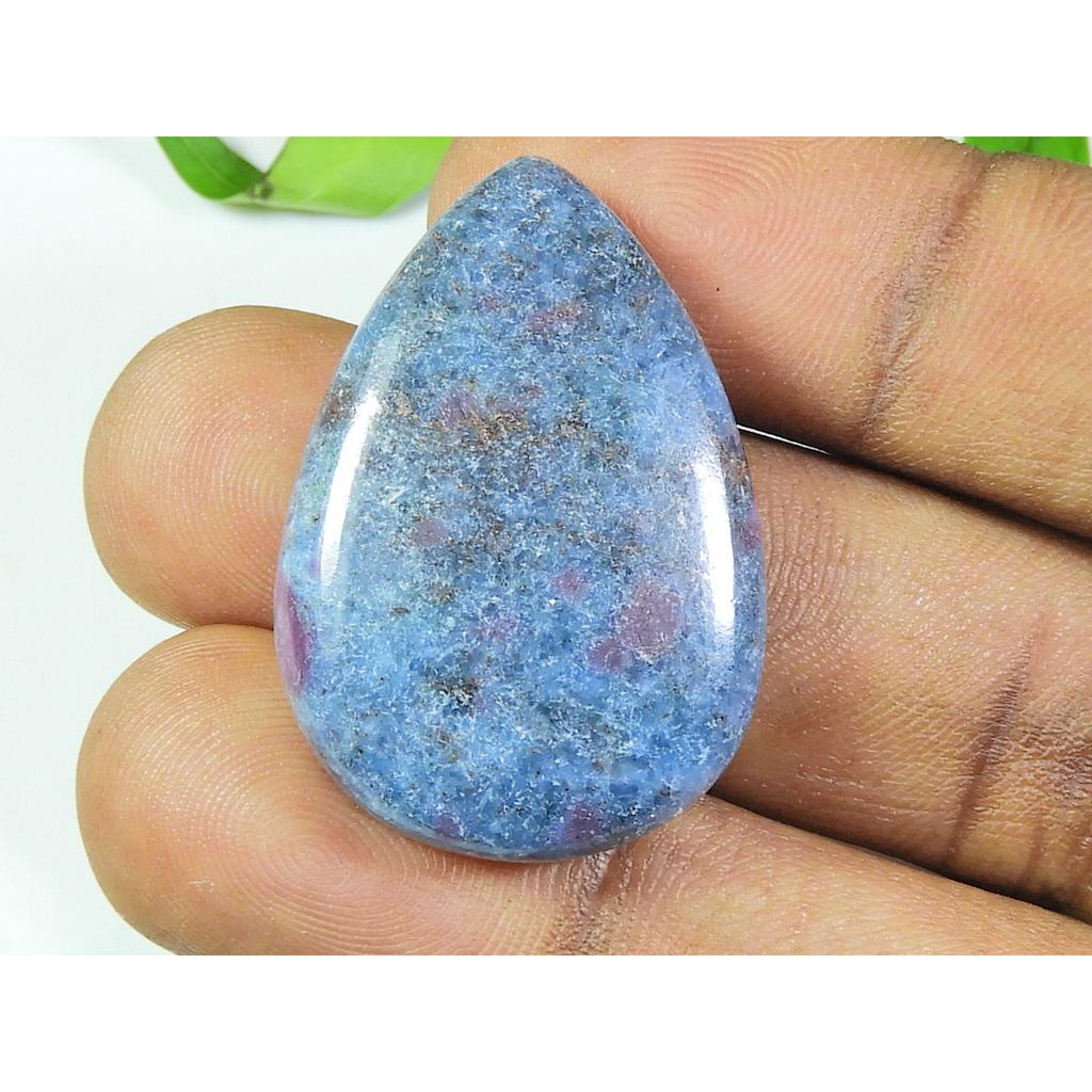 71Cts. Natural Ruby In Kyanite Pear Cabochon Loose Gemstone 23X33X07 MM SK-559