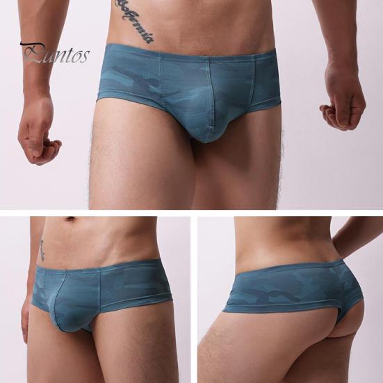 Men Boxer Briefs Low Rise U-Convex Slim Fit Shorts Underwear Colorful Printing High Elasticity Breathable Shorts Underwear