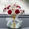 Car Dashboard Decor Ornament,Handcrafted Flocking Rose Flower Ornament,Multifunctional Car Home/Office Ornaments For Car Decor