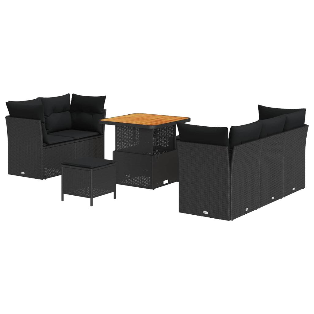 Garden Sofa Set 8 pcs Black Poly Rattan