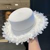 Wide Brim Flat Top Hat Petal Lace Summer Hat New Lace Sun Hat  for Beach and Daily Wear