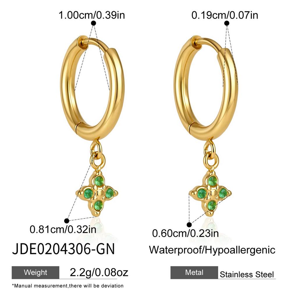 Youthway 3pcs/set Zircon Cross Pendant Drop Earring For Women 18K Gold PVD Plated Stainless Steel Waterproof Charms Jewelry