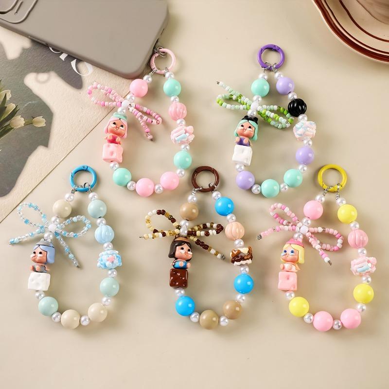 Cute Dopamine Handmade Beaded Doll Phone Chain Bag Charm Keychain Gift