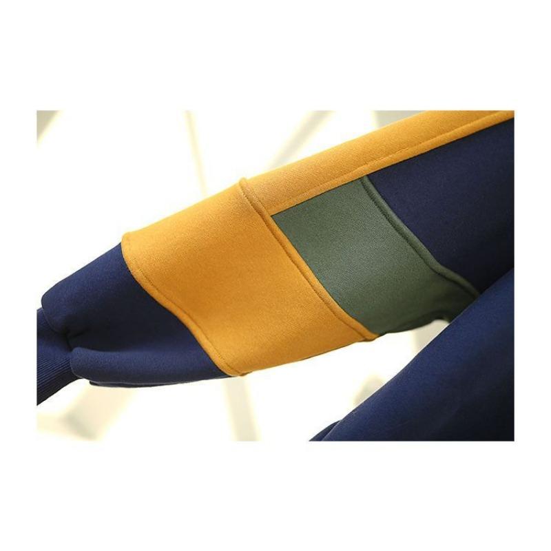 Autumn Winter High Collar Loose Casual Patchwork Velvet Sweatshirt Women Simple Fashion All-match Pullover Top