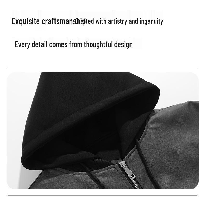 Men's Retro Faux Leather Two-Piece Bomber Jacket - Autumn/Winter Trendy Loose Fit Outerwear