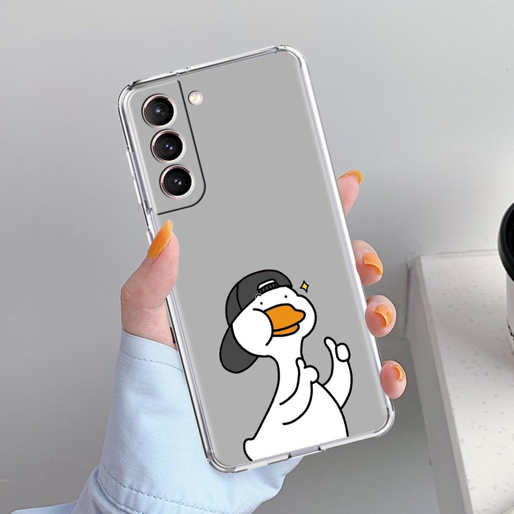 Phone Case For Samsung Galaxy S26 S25 S24 S23 S22 Ultra S20 S21 FE 5G Plus Soft Clear Cover Funny Cute Duck Fashion Couple