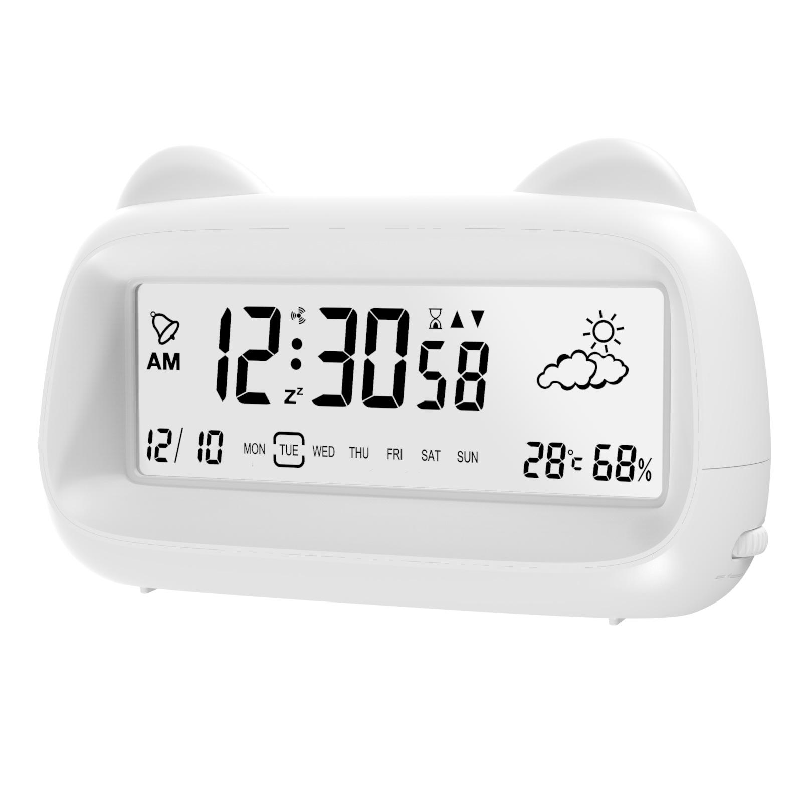 

Smart Creative Cat Alarm Clock: Cute Multi-Functional Wake-Up Timer & Calendar with Transparent Design for Students Battery белый