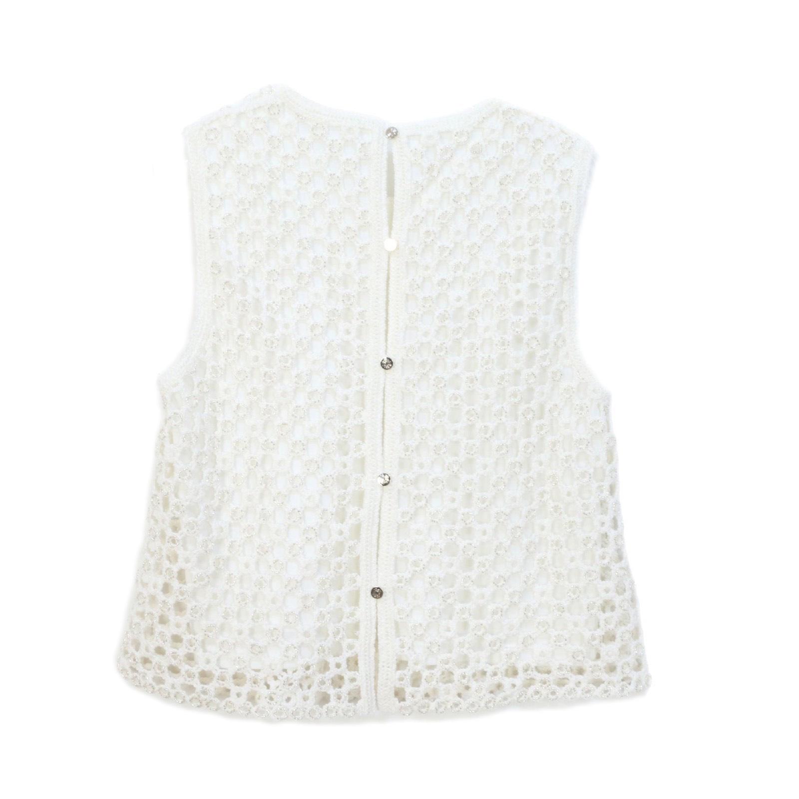 

Белый вязаный жилет без рукавов во французском стиле с отделкой шипами для женщин Small