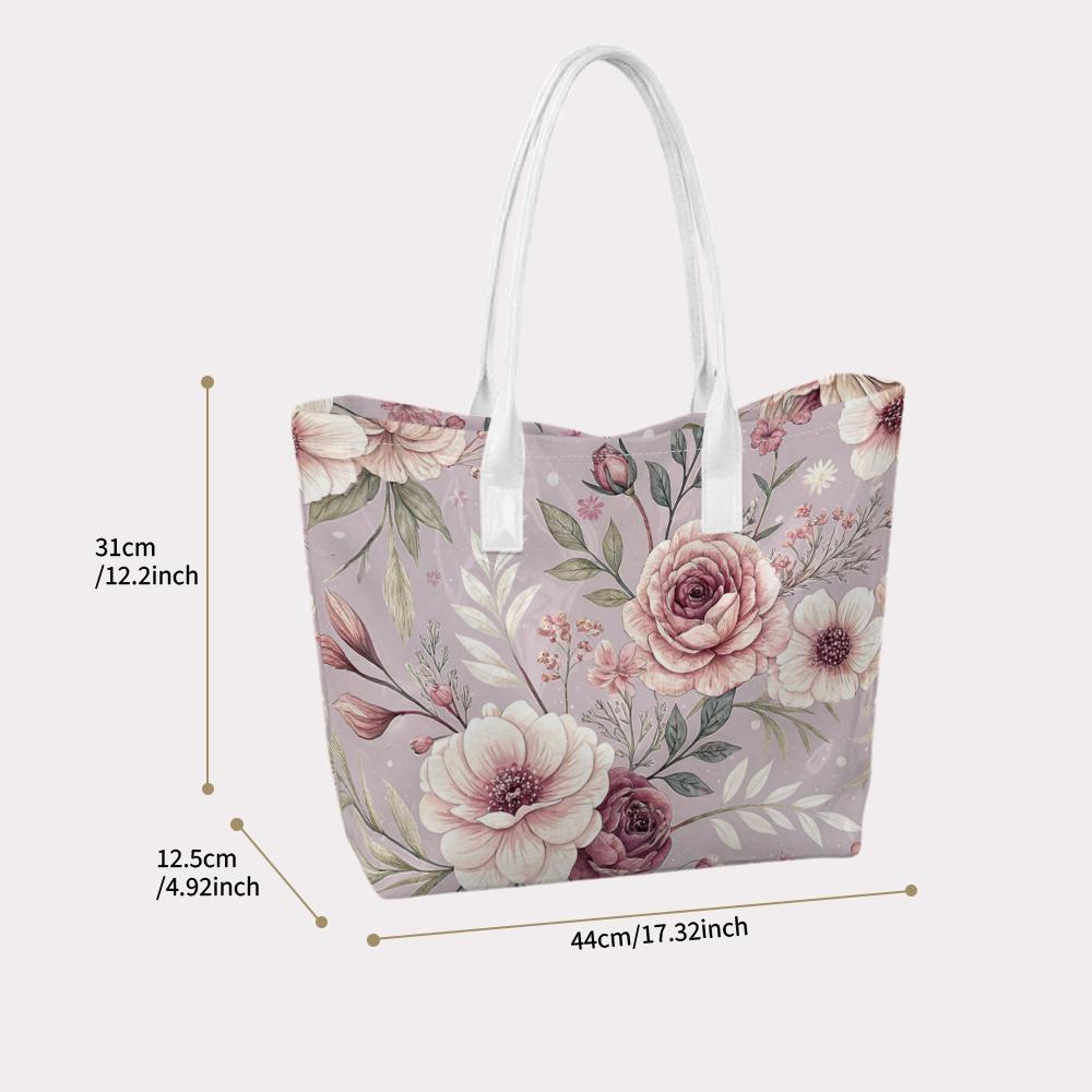 Elegant Floral Pattern Tote Bag Ladies Fashion Casual Large Capacity Daily Handbag for Outdoor Shopping Travel