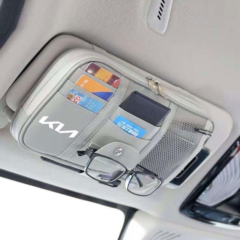 Car Sun Visor Storage Bag Card Holder Organizer Sunglasses Clip For KIA KN K3 K5 Sportage Rio Sorento Picanto Ceed Accessories FO8