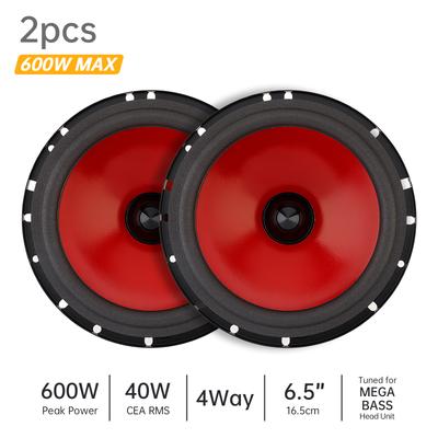 2 Stück 6,5 Zoll 600W 4-Wege Koaxial Auto HiFi Lautsprecher Volle Hohe Belastbarkeit Seidenkalotten-Hochtöner Wetterfest Boost Universelle Passform