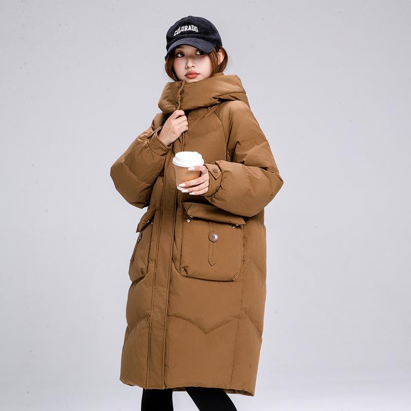 New Ladies Long Cotton-padded Jacket Plus Size Temperament Bread Clothing Loose Hooded Cotton Coat In Autumn and Winter.